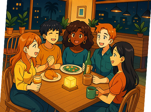 People connecting at social events